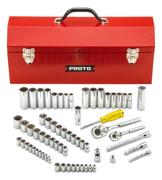 Proto® 1/4" & 3/8" Drive 65 Piece Socket Set- 6 & 12 Point w/Box J9971R - Benchmark Tooling