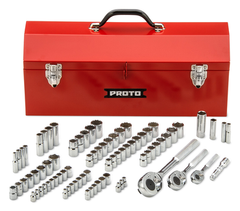 Proto® 1/4", 3/8", & 1/2" Drive 81 Piece Socket Set- 6 & 12 Point w/ Box J9971R - Benchmark Tooling