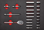 Proto® Foamed  3/8" Drive 22 Piece Socket Set w/ Classic Pear Head Ratchet - Full Polish - 12 Point - Benchmark Tooling