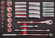 Proto® Foamed 1/2" Drive 30 Piece Socket Set w/ Premium Pear Head Ratchet - Full Polish - 12 Point - Benchmark Tooling