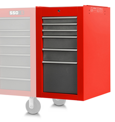 Proto® 550S Side Cabinet - 6 Drawer, Safety Red and Gray - Benchmark Tooling