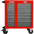 Proto® 550S 34" Roller Cabinet with Removable Lock Bar- 8 Drawer- Safety Red & Gray - Benchmark Tooling