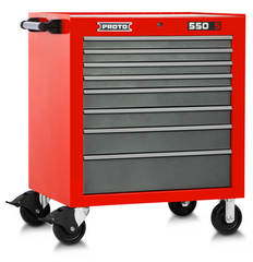 Proto® 550S 34" Roller Cabinet - 8 Drawer, Safety Red and Gray - Benchmark Tooling