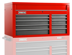 Proto® 550S 50" Top Chest - 10 Drawer, Safety Red and Gray - Benchmark Tooling