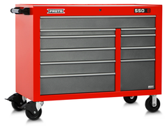 Proto® 550E 50" Power Workstation - 10 Drawer, Safety Red and Gray - Benchmark Tooling