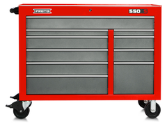 Proto® 550S 50" Workstation - 10 Drawer, Safety Red and Gray - Benchmark Tooling