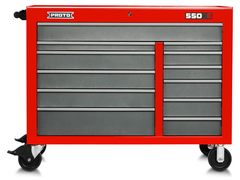 Proto® 550S 50" Workstation - 12 Drawer, Safety Red and Gray - Benchmark Tooling