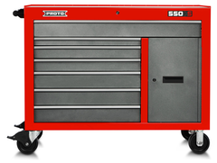 Proto® 550S 50" Workstation - 7 Drawer & 1 Shelf, Safety Red and Gray - Benchmark Tooling
