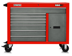 Proto® 550S 50" Workstation - 8 Drawer & 1 Shelf, Safety Red and Gray - Benchmark Tooling