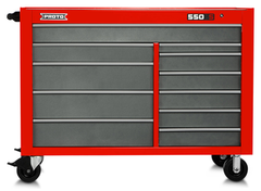 Proto® 550S 57" Workstation - 11 Drawer, Safety Red and Gray - Benchmark Tooling