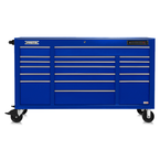 Proto® 550E 67" Front Facing Power Workstation w/ USB - 18 Drawer, Gloss Blue - Benchmark Tooling