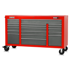 Proto® 550E 67" Power Workstation - 18 Drawer, Safety Red and Gray - Benchmark Tooling