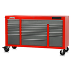 Proto® 550E 67" Front Facing Power Workstation w/ USB - 18 Drawer, Safety Red and Gray - Benchmark Tooling
