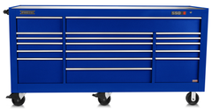 Proto® 550E 88" Power Workstation - 18 Drawer, Gloss Blue - Benchmark Tooling