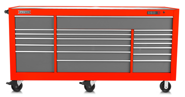 Proto® 550S 88" Workstation - 18 Drawer, Safety Red and Gray - Benchmark Tooling