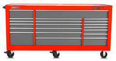 Proto® 550E 88" Power Workstation - 18 Drawer, Safety Red and Gray - Benchmark Tooling