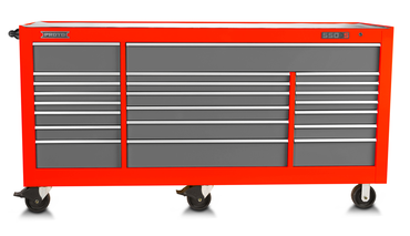 Proto® 550S 88" Workstation - 22 Drawer, Safety Red and Gray - Benchmark Tooling