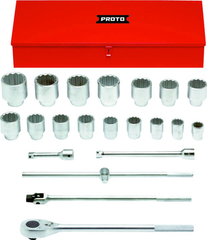 Proto® 1" Drive 22 Piece Socket Set - 12 Point - Benchmark Tooling