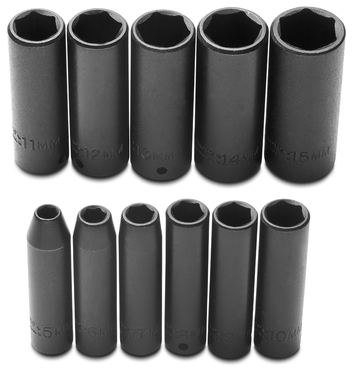 Proto® 1/4" Drive 11 Piece Metric Deep Impact Socket Set - 6 Point - Benchmark Tooling