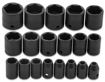 Proto® 3/8" Drive 19 Piece Metric Impact Socket Set - 6 Point - Benchmark Tooling