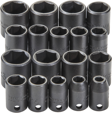 Proto® 3/8" Drive 18 Piece Universal Impact Socket Set - 6 Point - Benchmark Tooling