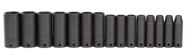 Proto® 1/2" Drive 15 Piece Deep Thin Wall Impact Socket Set - 6 Point - Benchmark Tooling