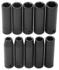 Proto® 1/2" Drive 10 Piece Metric Deep Impact Socket Set - 6 Point - Benchmark Tooling