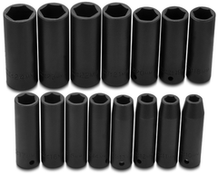 Proto® 1/2" Drive 15 Piece Metric Deep Impact Socket Set - 6 Point - Benchmark Tooling