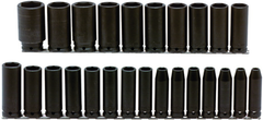 Proto® 1/2" Drive 25 Piece Metric Deep Impact Socket Set - 6 Point - Benchmark Tooling