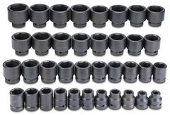 Proto® 1" Drive 37 Piece Impact Socket Set-6 Point - Benchmark Tooling