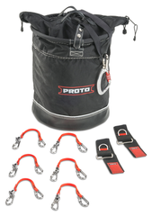 Proto® Tethering D-Ring Lift Bucket (300 lbs Weight Capacity) with D-Ring Wrist Strap System (2) JWS-DR and (6) JLANWR6LB - Benchmark Tooling