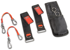 Proto® Tethering D-Ring Pouch Set with Two Pockets, Retractable Lanyard, and D-Ring Wrist Strap System with (2) JWS-DR and (2) JLANWR6LB - Benchmark Tooling