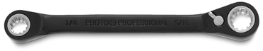 Proto® Black Chrome Double Box Reversible Ratcheting Wrench 1/4" x 5/16" - Spline - Benchmark Tooling