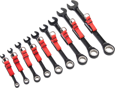 Proto® Tether-Ready 9 Piece Black Chrome Non-Reversible Combination Ratcheting Wrench Set - Spline - Benchmark Tooling