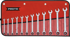 Proto® 12 Piece Full Polish Metric Combination Non-Reversible Ratcheting Wrench Set - 12 Point - Benchmark Tooling