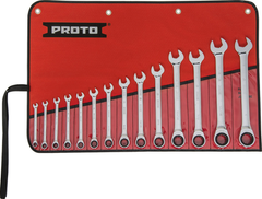 Proto® 14 Piece Full Polish Combination Non-Reversible Ratcheting Wrench Set - 12 Point - Benchmark Tooling