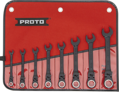 Proto® 8 Piece Black Chrome Combination Locking Flex-Head Ratcheting Wrench Set - Spline - Benchmark Tooling
