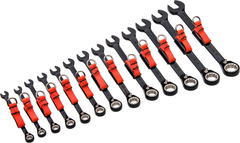 Proto® Tether-Ready 13 Piece Black Chrome Reversible Combination Ratcheting Wrench Set - Spline - Benchmark Tooling