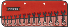 Proto® 13 Piece Black Chrome Metric Combination Stubby Reversible Ratcheting Wrench Set - Spline - Benchmark Tooling