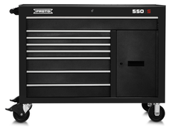 Proto® 550S 50" Workstation - 8 Drawer & 2 Shelves, Dual Black - Benchmark Tooling