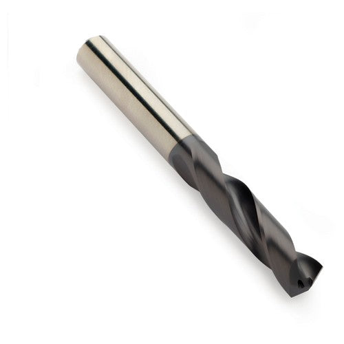 37/64″ Dia. × 16 mm Shank × 65 mm Flute Length × 115 mm OAL, 140°, TiAlN, Coolant Thru, DIN 6535 HA | DIN 6537 K, Round Solid Carbide Drill - Exact Industrial Supply