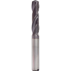 6.3 mm Dia. × 8 mm Shank × 34 mm Flute Length × 79 mm OAL, 3xD, 140°, TiAlN, 2 Flute, Internal, Round Solid Carbide Drill - Exact Industrial Supply