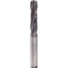 2.7 mm Dia. × 4 mm Shank × 20 mm Flute Length × 55 mm OAL, 3xD, 140°, TiAlN, 2 Flute, Internal, Round Solid Carbide Drill - Exact Industrial Supply