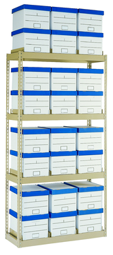 42 x 16.94 x 84'' - 4 Level Records Storage Rack (Tan) - Benchmark Tooling