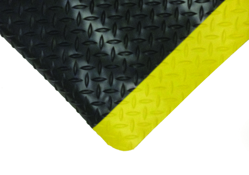 3' x 75' x 15/16" Thick Diamond Comfort Mat - Yellow/Black - Benchmark Tooling