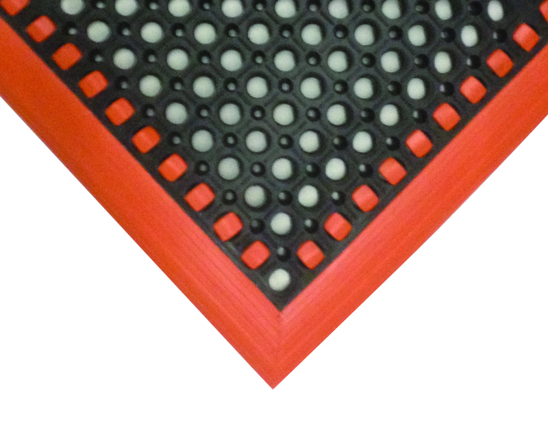 40" x 124" x 7/8" Thick Safety Wet / Dry Mat - Black / Orange - Benchmark Tooling