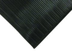 6' x 60' x 3/8" Thick Soft Comfort Mat - Black Standard Ribbed - Benchmark Tooling