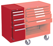185 Red 5-Drawer Hang-On Cabinet w/ball bearing Drawer slides - For Use With 273, 275 or 278 - Benchmark Tooling