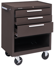 3-Drawer Roller Cabinet w/ball bearing Dwr slides - 35'' x 18'' x 27'' Brown - Benchmark Tooling