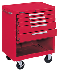 5-Drawer Roller Cabinet w/ball bearing Dwr slides - 35'' x 20'' x 29'' Red - Benchmark Tooling